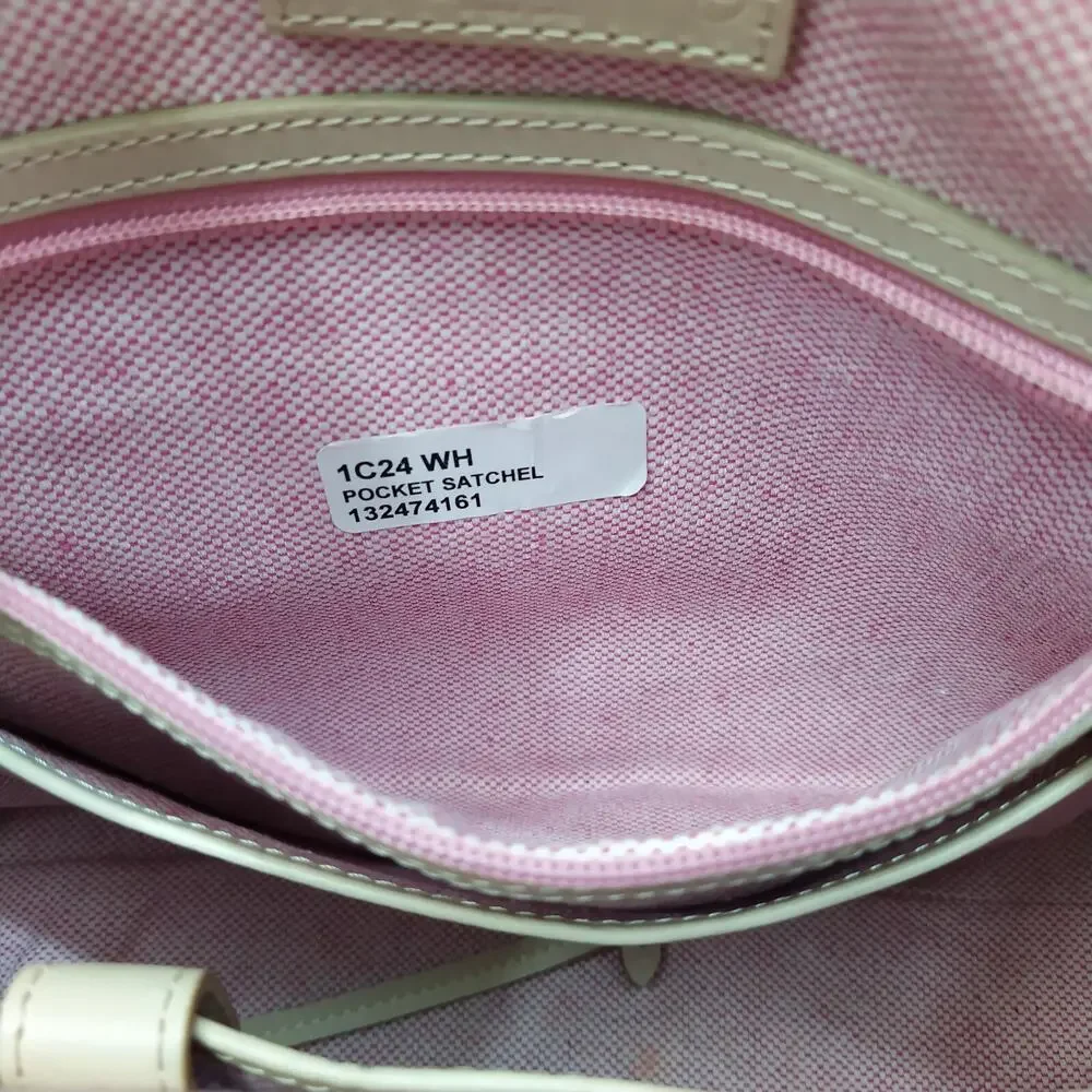Dooney & Bourke Off White Leather Crocodile Embossed Top Handle Satchel Bag